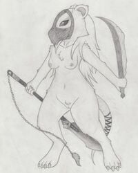 anthro breasts female infamousrel ink-eyes looking_at_viewer magic_the_gathering mammal nipples pussy rat rodent solo