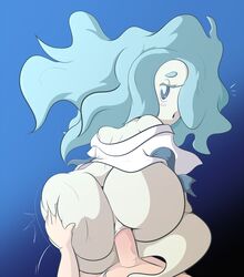 1boy anal ass blue_eyes blue_hair blush davidsanchan enraenra female huge_ass level-5 looking_at_viewer looking_back male_pov penis pov smogmella unseen_male_face yo-kai(species) yo-kai_watch yo-kai_watch_2 youkai youkai_watch yōkai