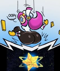 accident ass_body blue_eyes falling fat_ass female floating_hands ground_pound humor joke joke_art kirby_(series) kirby_air_riders kirby_planet_robobot kirby_super_star kirby_super_star_ultra meme no_arms no_feet no_mouth pink_hair planet_destruction popstar sasu43 speech_bubble susanna_patrya_haltmann susie_(kirby) susie_is_actually_a_heavyweight_rider