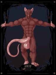 2025 absurd_res action_pose anthro balls big_balls big_penis brown_body brown_fur character_name colored digital_drawing_(artwork) digital_media_(artwork) erection full-length_portrait fur genitals gradient_background hi_res humanoid_genitalia humanoid_penis long_tail looking_at_viewer male mammal murid murine muscular muscular_male nude nude_anthro nude_male open_mouth penis portrait pose rat red_eyes rodent shaded simple_background skif solo spread_arms tail teeth text vein veiny_penis walking white_sclera wolfarion