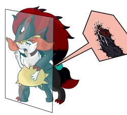 against_wall ambiguous_gender braixen feral fur male nintendo penis pokémon_(species) pokemon pokemon_(species) treecko-shell video_games yellow_fur zoroark