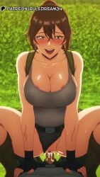 1boy ai_generated animated areola_slip backpack bag barely_contained_breasts barely_fits belt black_gloves blush boots breasts breasts_spilling_out breasts_too_big brown_eyes brown_hair cleavage clothed_sex clothing_aside collarbone covered_nipples cowgirl_position cum cum_in_pussy cum_overflow female fingerless_gloves gloves grey_shirt hair_between_eyes imminent_wardrobe_malfunction lara_croft lara_croft_(survivor) large_breasts leotard leotard_aside loop looping_animation male open_mouth outdoors panties panties_aside penis ponytail pov pussy ruledream34 saliva sex smile solo_focus squatting squatting_cowgirl_position straddling straight sweat tagme tank_top tomb_raider tomb_raider_(survivor) tongue tongue_out too_tight uncensored undersized_clothes undersized_clothing underwear vaginal_penetration video