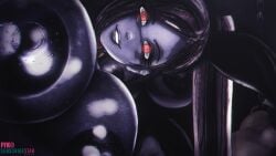 big_areola big_nipples breast_focus breasts breasts_bigger_than_head bunny_girl chained dark_room dragon_quest dragon_quest_xi female female_only femdom fyk0 glowing_eyes horror huge_breasts jade_(dq11) looking_at_viewer massive_breasts nipples pale_skin ponytail pov prison prison_cell red_eyes screenshot