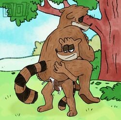 age_difference anal anal_penetration anal_sex anthro balls bowserboy101 brothers cartoon_network cum cum_in_ass cum_inside don_(regular_show) duo gay incest male mammal outside penis raccoon regular_show rigby sibling sitting_on_penis size_difference striped_tail suspended_congress yaoi