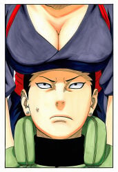 1boy 1girls 2026 2d 2d_(artwork) accurate_art_style ai_generated annoyed annoyed_expression annoyed_face big_breasts black_hair blonde_hair breast_focus breast_press breasts breasts_on_head breasts_out canon_couple cleavage close-up clothed clothed_female clothing couple crabscab exposed_breasts female female_focus flashing flashing_breasts head_out_of_frame headband high_resolution human human_only kimono light-skinned_female light_skin male manga_style masashi_kishimoto_style nara_shikamaru naruto naruto_(series) naruto_shippuden nipple no_bra no_sex open_mouth oppai parted_lips pinup plain_background ponytail presenting presenting_breasts quad_tails realistic_breast_size showing_breasts simple_background solo_focus teasing teasing_viewer teasing_with_breasts teenage_boy teenage_couple teenage_girl teenager temari thigh uncensored undressing upper_body white_background