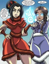 absurdres avatar_the_last_airbender azula big_breasts black_hair breasts brown_hair cleavage dark_skin female female_only femdom femsub fit fit_female flame huge_breasts hypnosis hypnotic_fire katara large_breasts large_lips nickelodeon open_mouth princess smile standing standing_at_attention symbol_in_eyes text western wide_hips zorro-zero