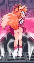._. 1girls anthro ass ass_focus blush canine ceroba_(undertale_yellow) ceroba_ketsukane dress_lift female fox fur furry kimono kimono_lift looking_at_viewer looking_back no_panties orange_hair photef pussy skirt solo_female solo_focus steam tail undertale undertale_(series) undertale_yellow upskirt vent wind
