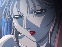 00s 1girls 2004 animated anime_screenshot bible_black bible_black_new_testament blood brown_hair empty_eyes female hair_ribbon licking_blood licking_lips long_hair night one-piece_tan ribbon shin_bible_black shiny_skin sitting tagme tan tanline tongue tongue_out toudou_yuki twintails very_long_hair