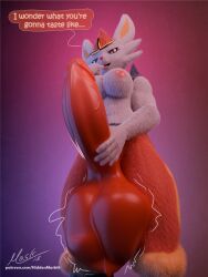 3d_(artwork) anthro areola areola_slip balls big_breasts blender_(artwork) bodily_fluids breasts bulge cinderace cock_vore cum cum_vore dialogue digestion digital_media_(artwork) fur futanari generation_8_pokemon genital_fluids genitals hand_on_penis hi_res hiddenmask18 hyper hyper_balls hyper_genetalia hyper_penis intersex lagomorph leporid lidded_eyes mammal muscular nintendo penile penis pokemon pokemon_(species) pokemon_pred rabbit solo vein veiny_penis vore