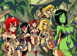 2d 2d_(artwork) 6+girls 8girls angry anna_marie armband armor arms_behind_head asgardian asian avengers belt big_breasts black_eyes black_gloves black_hair black_widow_(marvel) blonde_hair blue_eyes blue_gloves blue_hair boots bracelet bracer braid breastplate brown_hair busty captive carol_danvers cavegirl cavewoman cleavage closed_eyes curvy detailed_background elizabeth_braddock female female_only fingerless_gloves flying front_view ginger gloves green-skinned_female green_body green_eyes green_skin group hand_behind_head hand_on_hips hands_behind_head hands_on_hip hands_on_hips hands_tied hogtied holding_object hourglass_figure hulk_(series) human jennifer_walters jessica_drew jungle knife legband long_hair looking_back manic47 marvel marvel_comics mask midriff ms._marvel ms._marvel_(carol_danvers) multicolored_hair multiple_girls mutant_(marvel) natasha_romanoff open_mouth outdoor outside psylocke red_hair rogue_(x-men) sarong savage_land scarlet_witch she-hulk shiny shiny_skin sling_bikini spider-man_(series) spider-woman spider-woman_(jessica_drew) standing straight_hair superheroine tag_panic tearing_clothes thor_(series) tiara too_many_tags torn_clothes two-tone_hair two_tone_hair underboob valkyrie_(marvel) voluptuous voluptuous_female wanda_maximoff weapon wide_hips x-men