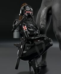 1boy 3d big_penis blender breath_play brown_hair clothed_female clothed_female_nude_male corset cuff_(restraint) drone dronification female foreskin gas_mask gun_holster headgear headphones hi_res high_heel_boots high_heels high_resolution holster interspecies knife latex latex_clothing latex_hood latex_suit life_is_strange life_is_strange:_double_exposure male max_caulfield max_caulfield_(double_exposure) mind_control monster mr_x neck_corset nipple_bulge penis platform_heels ponytail resident_evil rubber shiny_clothes skyebunny smell smelly_cock squatting steam steamy_penis submachine_gun suppressor tactical_gear tight_clothing umbrella_corporation uncircumcised unseen_male_face