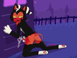 a anal anal_masturbation anal_sex anthro anus ass autotailsex balls black_body black_fur blush bodily_fluids bow_tie building cat_costume clothed clothing costume cum cum_on_penis cum_on_wall demon digital_media_(artwork) ejaculation erection fence forest forest_background fur genital_fluids genitals grass half_naked halloween heart_symbol hellaverse helluva_boss holidays horn house humanoid humanoid_genitalia humanoid_penis imp male male/male male_penetrated male_penetrating masturbation moon moxxie_(helluva_boss) multicolored_body multicolored_fur mythological_creature mythology nature nature_background night open_mouth outside pawpads paws penetration penile penis plant red_body shaded skinny solo tail tail_fetish tail_in_ass tail_in_own_ass tail_insertion tail_play tail_sex tree white_body white_fur window yoshreveluv