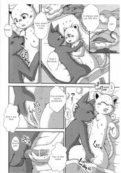 anthro blush breasts comic dialogue english_text feline female fur greyscale male mammal mikaduki_karasu monochrome mouse nipples nude open_mouth penis pussy rodent sex smile straight text tongue vaginal_penetration