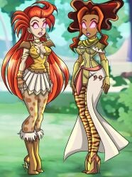 absurdres aisha_(winx_club) bloom_(winx_club) brown_hair expressionless female female_only femsub glowing human human_only long_hair multicolored_hair no_wings red_hair spiral_eyes standing standing_at_attention symbol_in_eyes winx_club zorro-zero