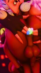 absurd_res anthro anus ass blender_cycles blitzo_(helluva_boss) duo exhibitionism glowstick hellaverse helluva_boss hi_res imp looking_at_viewer male male/male moxxie_(helluva_boss) moxxie_(valorlynz) nocturnalfuzz public rave shocked spread_anus spread_butt spreading