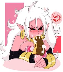 1girls 2010s android_21 black_sclera breasts cream dark_persona dragon_ball dragon_ball_fighterz female food huge_ass huge_breasts humanoid jinu long_hair majin majin_android_21 monster_girl pastry pink_skin pointy_ears red_eyes suggestive thick thick_thighs voluptuous white_hair wide_hips