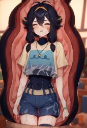 absorption absorption_vore ai_generated anime_girl cell cell_(dragon_ball) cell_vore crayonvt dragon_ball_z female hispanic_virtual_youtuber mind_break mind_control swallowing virtual_youtuber vore vtuber