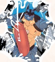 anthro balls big_balls big_penis blue_body bodily_fluids canid canine city cloud cum destruction excessive_cum excessive_genital_fluids extreme_size_difference fish_eye_view flooding generation_4_pokemon genital_fluids genitals happyending hi_res humanoid_genitalia humanoid_penis looming low-angle_view lucario macro male mammal muscular muscular_male nintendo nipples one_eye_closed orgasm penis pokemon pokemon_(species) red_eyes silhouette size_difference spines wink