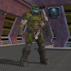 3d balls doom doom_slayer_(doom) masculine penis pubic_hair quake quake-goddess solo tagme testicles