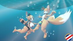 1boy 1girls charliedcr female female/male fox male male/female marine_the_raccoon miles_tails_prower nsfw raccoon sega sfm sonic_(series) sonic_the_hedgehog_(series) source_filmmaker tails_the_fox underwater