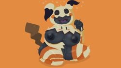 1girls 2d 2d_(artwork) anthro big_breasts bikini bikini_removed black_body black_nipples breasts breasts_bigger_than_head female female_focus female_only game_freak generation_7_pokemon heart heart-shaped_pupils heart_around_head hi_res highres horny horny_female humanoid kneehighs large_breasts looking_at_viewer mimikyu nintendo nipple nipple_bulge nipples nipples_bulge orange_background pangotime pokémon_(species) pokemon pokemon_(species) pokemon_humanoid pokemon_sm purple_tongue saliva saliva_drip simple_background socks solo solo_female solo_focus sweat sweating sweating_female sweaty sweaty_body sweaty_breasts tail trembling trembling_spikes video_game video_game_character wood_tail