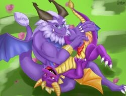 age_difference asher_(spyro) beard dragon foot_suck gay glasses horns male older_male spyro_the_dragon wings