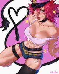 1futa abs bedroom_eyes bulge bulge_through_clothing capcom choker cleavage crop_top cutoff_shorts female final_fight fit fit_futa heart_symbol looking_at_viewer muscular muscular_futa painted_nails pink_lipstick pinup pinup_pose poison_(final_fight) sexy_pose short_shorts shorts sparkles street_fighter sweatdrop trans_woman transfem transgender_woman valentinainat1