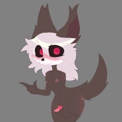 animal_genitalia anthro ashen_(aurihev) aurihev_(artist) black_body black_ears black_fur black_sclera black_tail bone breasts canid canine canine_genitalia canis fur futanari genitals hair hi_res intersex mammal penis red_eyes skull skull_head small_breasts small_penis solo tail white_hair wide_hips wolf