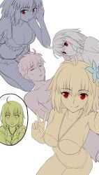1boy 4girls :p after_sex ahoge archetype_earth archetype_earth_(third_ascension) arcueid_brunestud arcueid_brunestud_(mooncancer) besmiled bikini breasts ciel_(tsukihime) cleavage closed_eyes fate/grand_order fate_(series) female flower guy_tired_after_sex_(meme) hair_ornament hand_on_own_head harem highres huge_breasts lap_pillow large_breasts long_hair looking_at_viewer male meme multiple_girls multiple_persona mysterious_executor_c.i.e.l_(fate) on_floor on_lap red_eyes resting short_hair smile surprised swimsuit tohno_shiki tongue tongue_out tsukihime tsukihime_(remake) unfinished v very_long_hair wide_hips