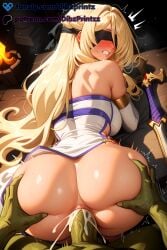 1boy 1girls ai ai_assisted ai_generated anime anus artist_name ass ass_focus ass_grab bare_shoulders black_blindfold blindfold blonde_hair blush breasts clenched_teeth colored_skin covered_eyes cum cum_in_pussy cum_overflow dibzprintz doggy_style dress fansly goblin_slayer green_skin hi_res high_quality high_resolution highres huge_ass interspecies large_breasts long_hair monster patreon_username penis pov pussy sex sex_from_behind solo_focus straight sword sword_maiden_(goblin_slayer) teeth uncensored vaginal_penetration veins watermark weapon white_dress