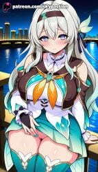 1girls 2025 ai_assisted ai_generated anime aqua_nails aqua_skirt artist_name bangs blue_nails blush breast breasts breasts breasts bust chest city cityscape cloud eyebrows_visible_through_hair female fingernails firefly_(honkai:_star_rail) hair_between_eyes hairband heart heart-shaped_pupils hi_res high_quality high_resolution highres honkai:_star_rail honkai_(series) long_hair looking_at_viewer moon nail_polish night night_sky patreon patreon_username railing silver_hair sky skypassion solo stable_diffusion star_(sky) starry_sky symbol-shaped_pupils thighhighs thighs watermark