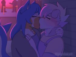 alley alley_way alleyway animated animation anthro blush blushing_at_partner blushing_face blushing_female blushing_male buldge cardigan couple couple_(romantic) couple_art couple_focus couple_love dance_club duo duo_focus ears_down female femboy femboy_on_female floppy_ears hair hand_on_chest inkyslinky jumper kiss_on_lips kissing long_hair long_sleeves long_tail long_tongue male male/female mohawk neck_bulge neck_grab night nightclub overalls pachirisu pointed_ears pokemon pokemon_(species) public public_indecency public_use throat_bulge throat_fuck throat_penetration tongue tongue_kiss tonguejob video
