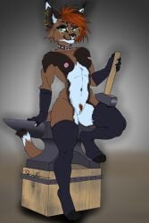 anthro anvil armwear athletic blue_eyes breasts caracal caracal_(genus) chest_tuft clothing collar deerwalker ear_piercing ear_ring ear_tuft elbow_gloves eyebrow_piercing eyeshadow eyewear facial_piercing felid feline female flat_colors genitals glasses gloves hair hammer handwear hi_res inner_ear_fluff legwear line_art long_tail looking_at_viewer makeup mammal navel nipples nude piercing pinup pose pubes pupils pussy red_hair retractable_claws ring_piercing round_glasses simple_background slit_pupils smile smiling_at_viewer solo stockings studded_collar studs tail thigh_highs tools tuft vulva