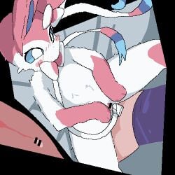 animated anthro biped blue_body blue_sclera blush bottomless clothed clothing digital_media_(artwork) duo eeveelution erection female female_penetrated fur generation_6_pokemon genitals human low_res male male/female male_penetrating male_penetrating_female mammal nintendo penetration penile penile_penetration penis pink_body pink_fur pixel_(artwork) pixel_animation pokemon pokemon_(species) sex sky_necko sylveon topwear vaginal_penetration vaginal_penetration vulva white_body white_eyes white_fur