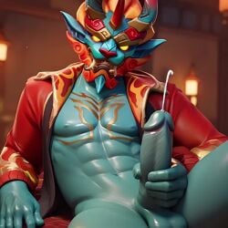 1boy abs ai_generated animated anthro body_markings comfyui cum cumshot demon ejaculation empty_eyes epic_games erect_penis erection fangs firewalker_(fortnite) fortnite fortnite:_battle_royale furry glowing_eyes horns looking_at_viewer lying male male_masturbation male_only masturbation muscular navel nipples open_jacket penis pointy_ears red_jacket sharp_teeth sitting solo tagme testicles tusks video yellow_eyes