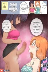 beauty_mark big_breasts breasts censored_penis cleavage comic crop_top dark_skin female ginger_hair highres mole mtf_crossgender mtf_transformation original original_character penis red_hair rudy_saki rule_63 sex_change tank_top thai thai_female timeline trans_woman transfem transformation