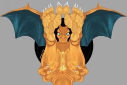 3_fingers 5_toes anthro anus ass barefoot big_butt charizard claws digital_media_(artwork) dragon eyelashes fangs feet female fingers fire first_person_view foot_fetish foot_focus generation_1_pokemon genitals glistening glistening_body hi_res horn huge_butt humanoid humanoid_feet leg_grab looking_at_viewer mature_female membrane_(anatomy) membranous_wings mythological_creature mythological_scalie mythology nintendo nude orange_body paws plantigrade pokemon pokemon_(species) pussy scalie shaved_head shaved_pussy simple_background slightly_chubby soles solo tail teeth text thick_thighs thigh_grab toe_claws toes unfunny_kitty vulva wide_hips wings wrinked_soles wrinkled_feet wrinkles