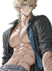 1boy 1male abs adams_apple ai_generated beautiful_male belly_button big_nipples big_pecs blonde_hair blonde_hair_male blue_eyes breasts clothed cute_expression cute_male daddy defined_abs defined_muscles delicious fluffy_hair genshin_impact handsome handsome_man jawline juicy_lips kissable_lips light-skinned_male looking_away majestic male male_focus male_only man_boobs man_breasts muscles muscular muscular_arms muscular_male neck neck_bulge open_shirt pants_on rolled_up_sleeves scarred scars scars_all_over scars_on_arms scars_on_body scars_on_chest scars_on_neck sexy sexy_body sexy_pose short_hair_male slutty_waist small_waist tall_male thick_arms varka_(genshin_impact) white_background white_skinned_male yummy