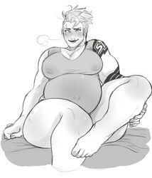 2d belly big_belly blizzard_entertainment clothing female monochrome muscular orangekissess overwatch pregnant sketch solo zarya