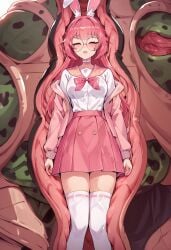 absorption absorption_vore ai_generated anime_girl cell cell_(dragon_ball) cell_vore dragon_ball_z female hispanic_virtual_youtuber miku_pinku mind_break mind_control swallowing virtual_youtuber vore vtuber