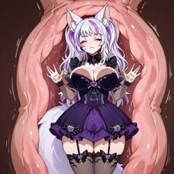 absorption absorption_vore ai_generated anime_girl cell cell_(dragon_ball) cell_vore dragon_ball_z female hispanic_virtual_youtuber mind_break mind_control nymphaaea swallowing virtual_youtuber vore vtuber