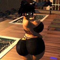 1girls 3d animal_ears ass big_ass big_breasts black_hair bottom_heavy breasts dat_ass fat_ass faunus female female_only gluteal_fold huge_ass kali_belladonna kiro93591529 large_ass looking_at_viewer looking_back massive_ass milf mother png rwby shorts solo thick_ass thick_thighs thunder_thighs wide_hips yellow_eyes