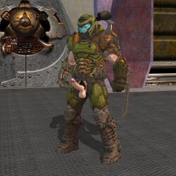 3d balls doom doom_slayer_(doom) masculine penis pubic_hair quake quake-goddess solo tagme testicles