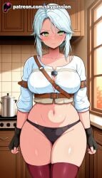 1girls 2025 ai_assisted ai_generated anime artist_name belly belt big_breasts big_breasts big_breasts big_chest black_gloves black_panties blush breast breasts breasts breasts bust busty cd_projekt_red_ chest ciri curvy desk female fingerless_gloves gloves green_eyes hi_res high_quality high_resolution highres indoors large_breasts looking_at_viewer navel panties patreon patreon_username plump short_hair silver_hair sitting skindentation skypassion solo stable_diffusion the_witcher_(series) the_witcher_4 thick_thighs thighhighs thighs underwear watermark wide_hips