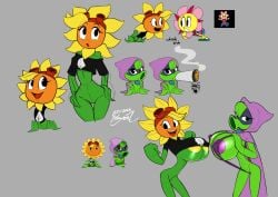 1girls anthro anthrofied ass ass_focus big_breasts breasts electronic_arts female female_only flora_fauna greasykingdom green_shadow_(pvz) huge_breasts parappa_the_rapper peashooter_(pvz) plant plant_girl plant_humanoid plants_vs._zombies plants_vs_zombies popcap_games solar_flare_(pvz) sunflower_(pvz) sunny_funny