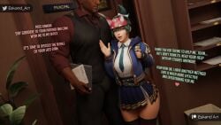 1boy 1boy1girl 1girls 3d activision blizzard_entertainment breasts curvaceous curvy curvy_figure dark-skinned_male dark_skin female hips interracial kiriko_(overwatch) kiriko_kamori legs light-skinned_female light_skin male male/female mature mature_female overwatch overwatch_2 slim_waist straight thick thick_hips thick_legs thick_thighs thighs voluptuous waist wide_hips