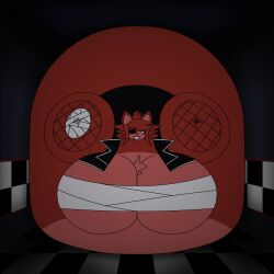 1girls anthro anthro_female bandages belly_bigger_than_body big_breasts black_jacket breasts_bigger_than_head eye_patch fazclaire's_nightclub female fexa fexa_(cryptia) five_nights_at_freddy's fox_ears fox_girl furry hallway huge_belly huge_breasts hyper hyper_belly hyper_inflation inflated_belly inflation jacket jacket_open large_breasts looking_at_viewer red_fur red_hair secretgooble smile smiling_at_viewer smug_face stuck yellow_eyes