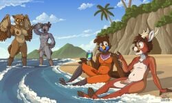 2025 5_fingers abs anthro antlers avian avian_feet back_wings balls beach beak beverage beverage_can big_breasts bird black_hair blue_sky breasts brown_body brown_eyes brown_feathers brown_fur brown_hair casual_erection casual_nudity claws closed_eyes cloud columbid day deer detailed_background digital_media_(artwork) erection feathered_wings feathers female fingers fur genitals grey_body grey_feathers group group_nudity hair hi_res holding_beverage holding_object hooves horn humanoid_genitalia humanoid_penis jay_(sammfeatblueheart) looking_at_another male mammal muscular muscular_male navel nipples non-mammal_balls non-mammal_nipples nude nude_beach nudist olivia_(sammfeatblueheart) open_mouth open_smile orange_body orange_feathers outdoor_nudity outside owl palm_tree partially_submerged pecs penis pigeon plant sammfeatblueheart scuted_arms scuted_hands scuted_legs scutes sea seaside seb_(viero) signature sitting sky slightly_chubby slightly_chubby_female slightly_chubby_male smile social_nudity standing tail tail_feathers text toe_claws tree trogon trogonid url vulva water winged_arms wings yellow_sclera zandro_(sammfeatblueheart)