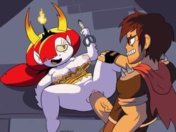 1boy 1boy1girl 1girls darkpatito disney female hekapoo horns long_hair marco_diaz nipples red_hair star_vs_the_forces_of_evil