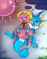 absurd_res animal_genitalia animal_penis anthro balls blue_body blush bodily_fluids breasts canid canine canine_genitalia canine_penis canis claws clothed clothing cum cum_in_vagina cum_inside digital_media_(artwork) duo e-01 eeveelution erection felicity_(lucidlucario) female female_penetrated feral fur generation_1_pokemon generation_4_pokemon genital_fluids genitals hi_res impregnation internal knot male male/female male_penetrating male_penetrating_female mammal nintendo nipples nude open_mouth ovum pawpads penetration penile penile_penetration penis pokemon pokemon_(species) scarf sex simple_background smile sperm_cell tail teeth tongue vaginal_penetration vaginal_penetration vaporeon vulva weavile